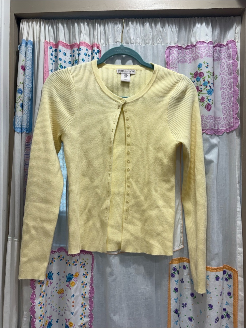 Sincerely Jules Pale Yellow Button-Front Cotton Cardigan
